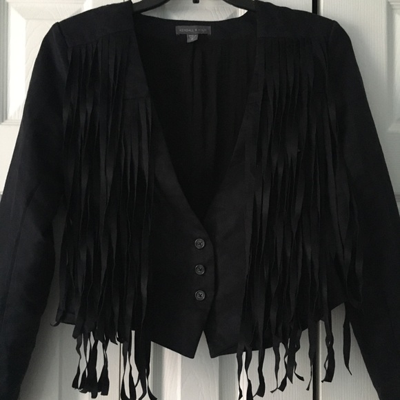 Kendall & Kylie Fringe Black Jacket size MED - Picture 3 of 8